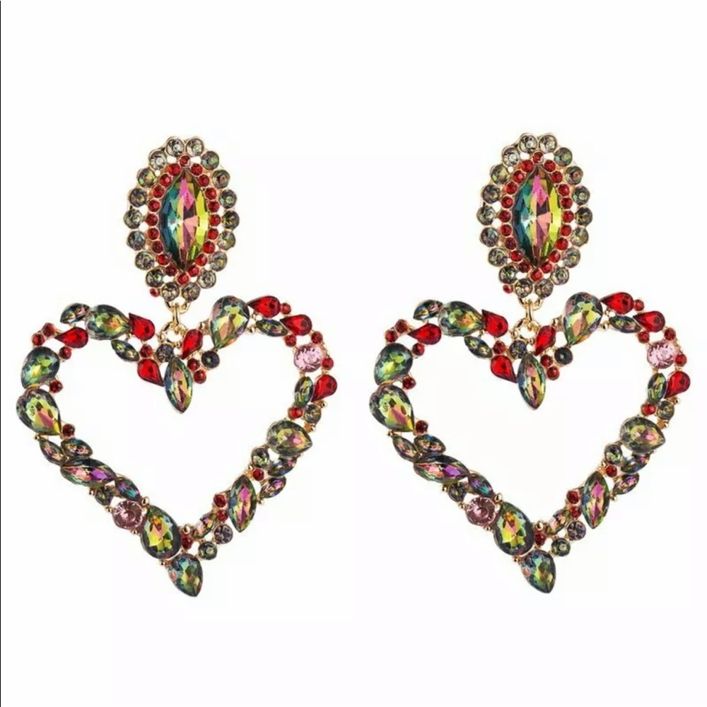 Enormous Heart” XXL Luxe Glamorous Earrings - Picture 5 of 9